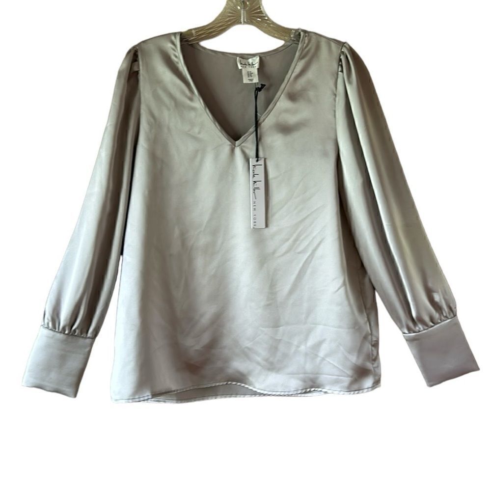 NEW Nicole Miller Light Pewter Dressy Shirt